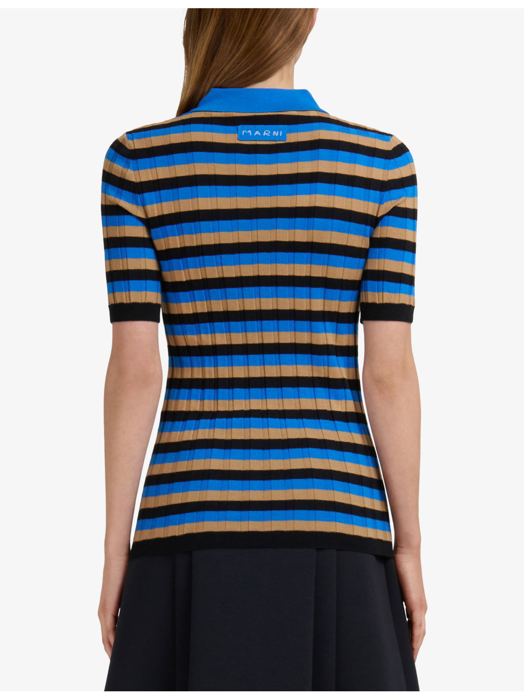 Striped Short-Sleeved Wool Polo Shirt - 4
