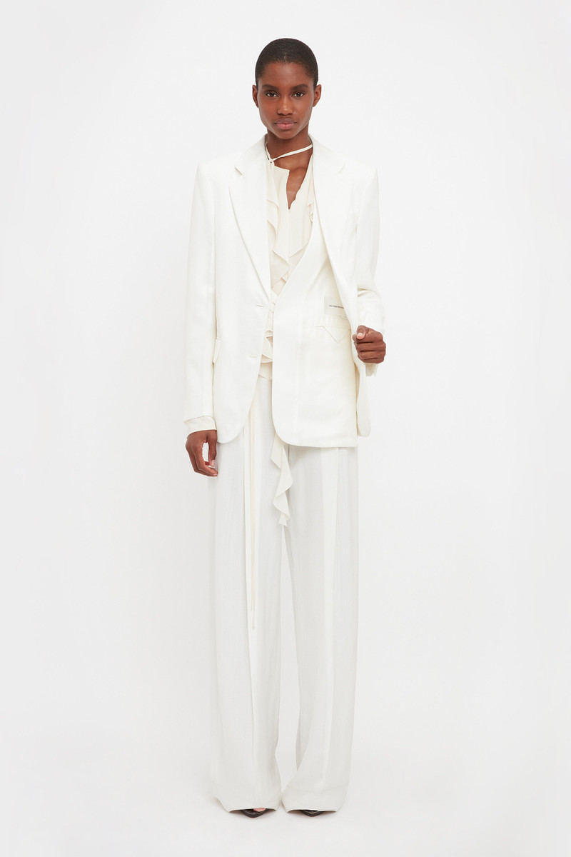 Asymmetric Double Layer Jacket in White 5