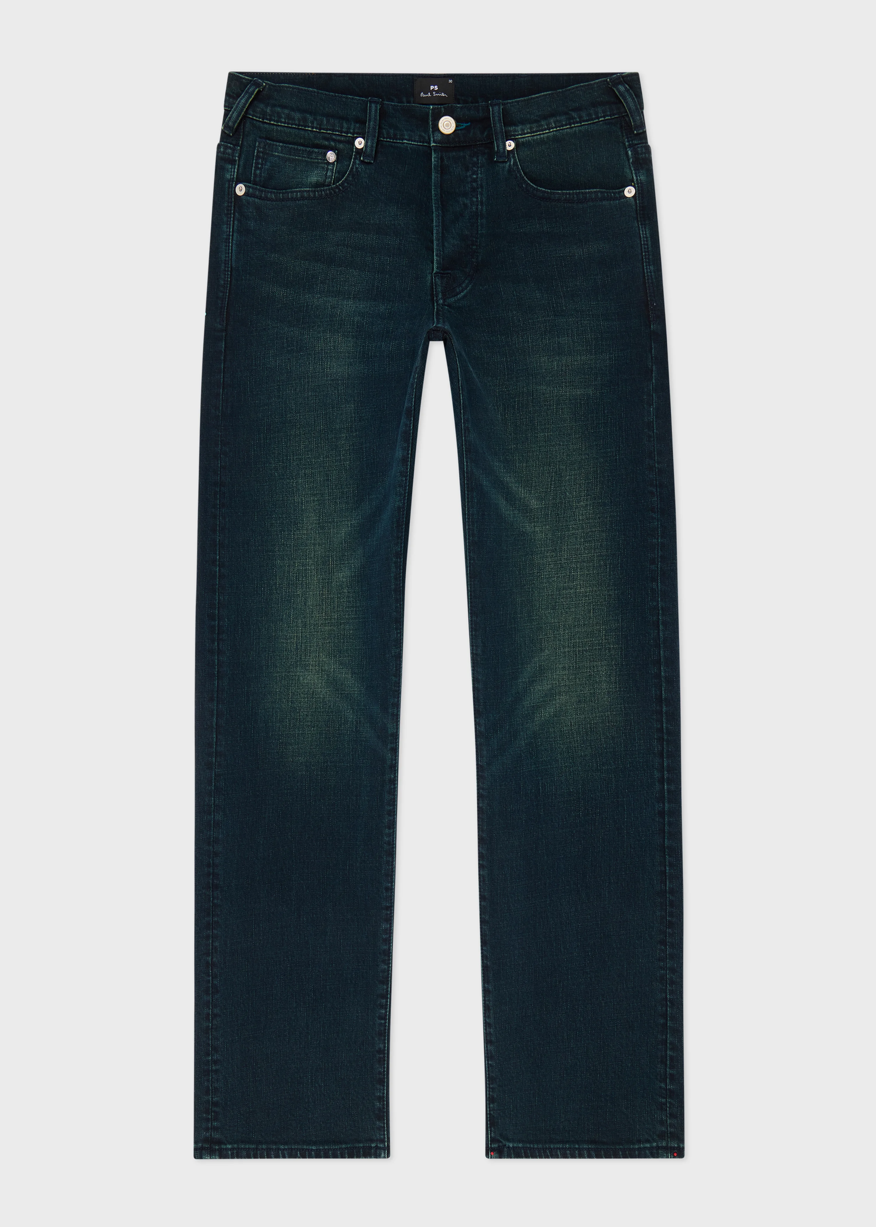 Standard-Fit 'Crosshatch Stretch' Blue Over-Dye Jeans - 1