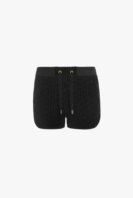 Cotton shorts with embossed Balmain monogram - 1