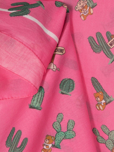 Moschino Teddy Bear cactus-print scarf outlook