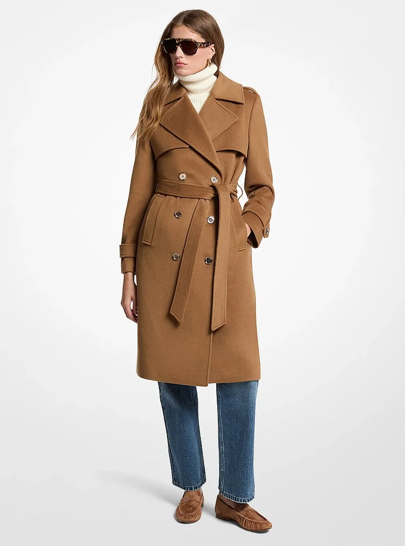 Belted Wool Blend Coat - 1