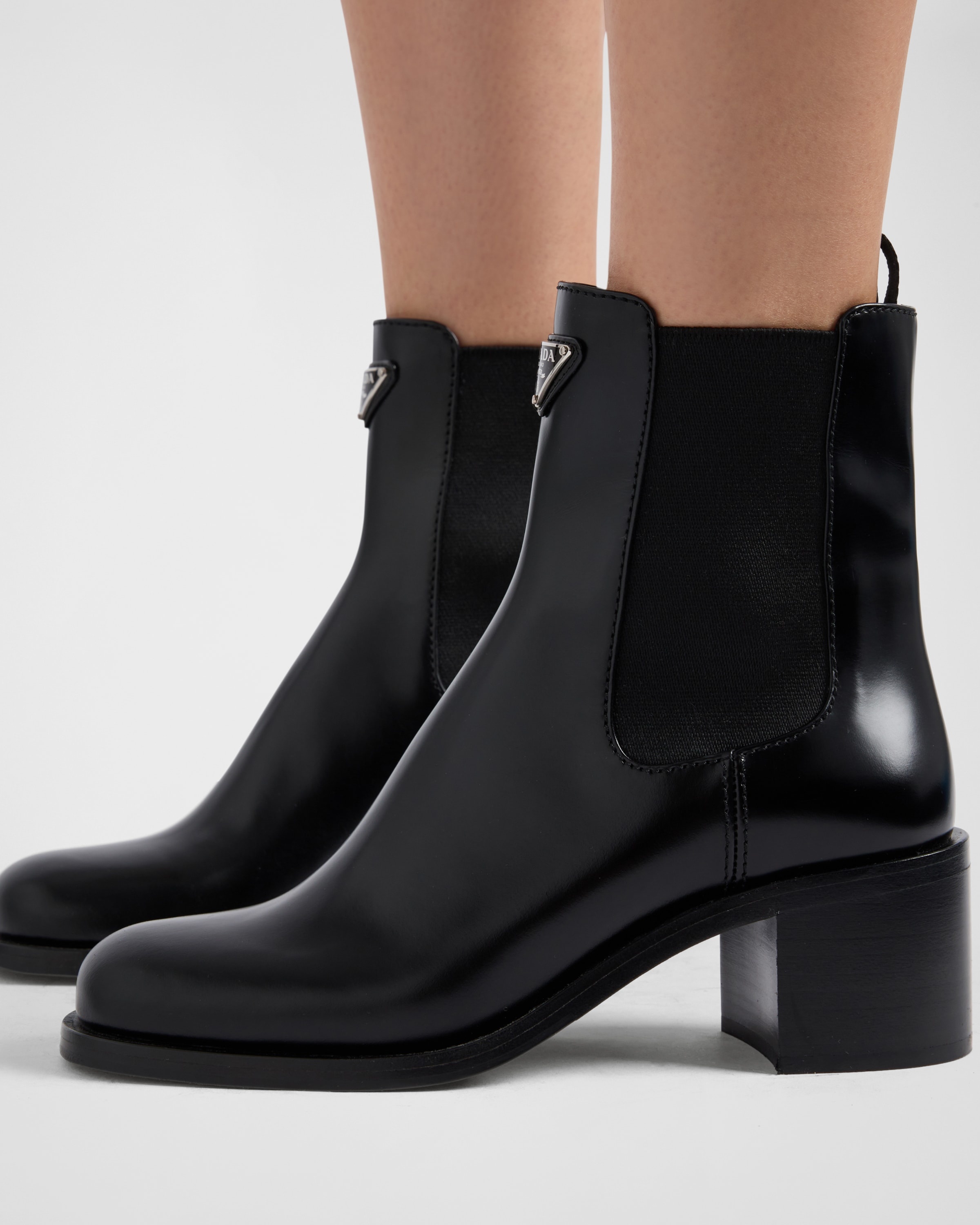 ショートブーツ・ブーティ PRADA 1T647N_055 BRUSHED LEATEHR BOOTS Prada Brushed Leather Ankle Boots | Saks Fifth Avenue
