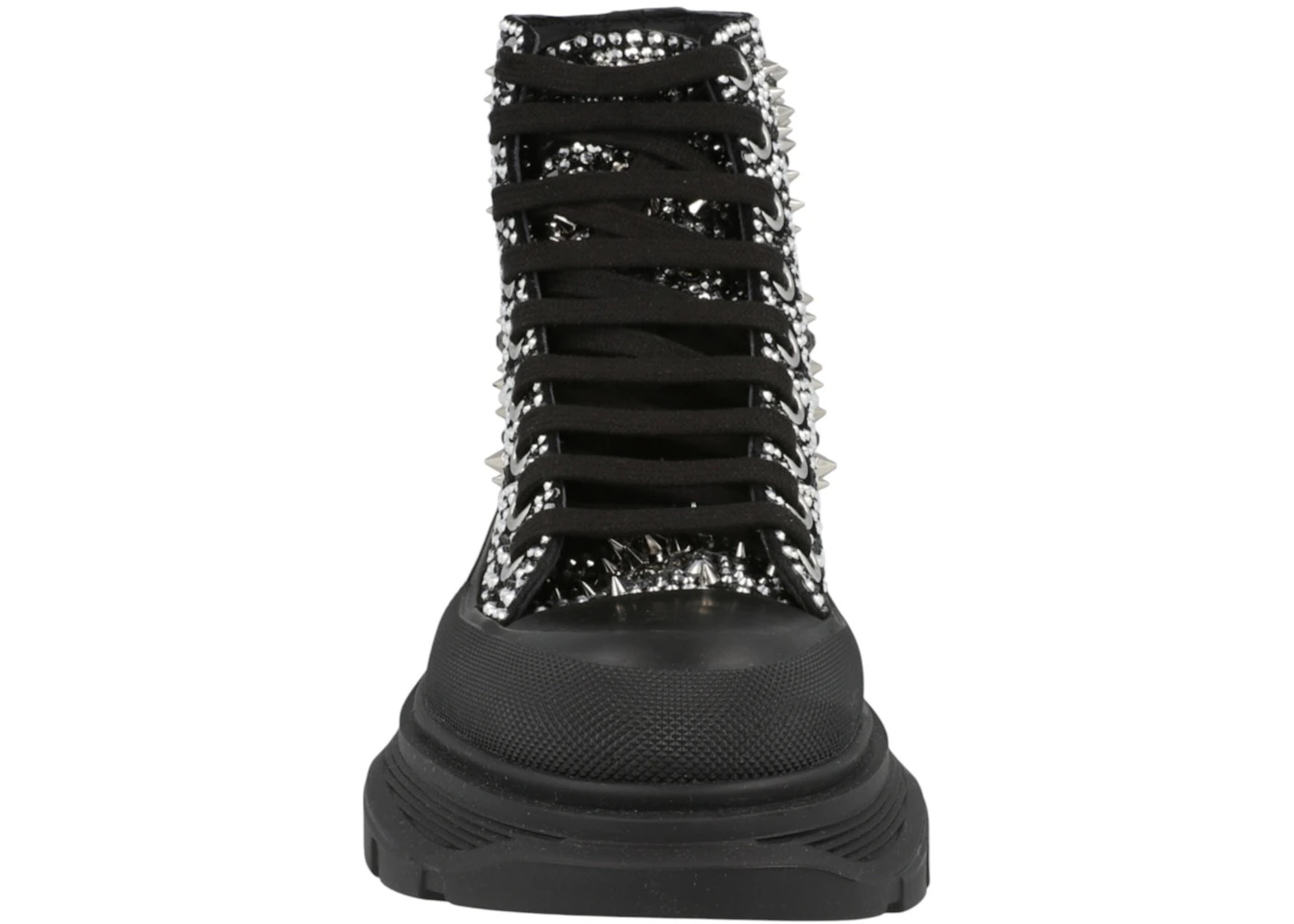 Alexander McQueen Tread Slick Boot Black Silver Crystal (Women's) - 4