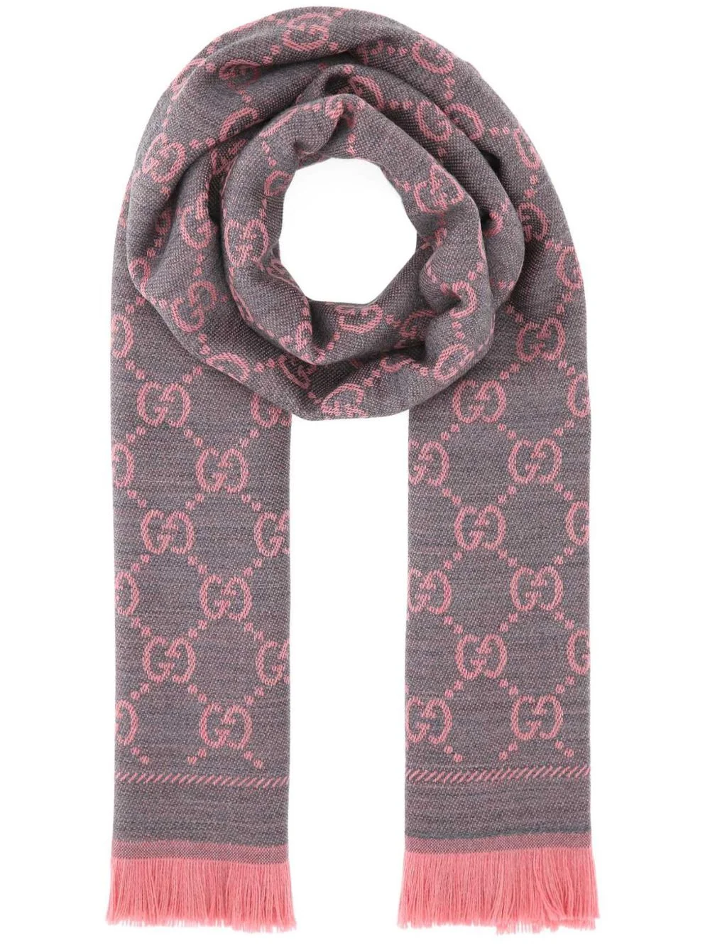GG jacquard pattern knit scarf - 1