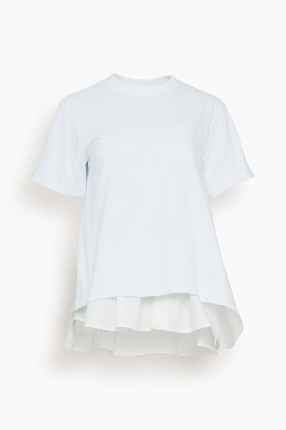 Cotton Poplin Mix Cotton Jersey T-Shirt in White - 1