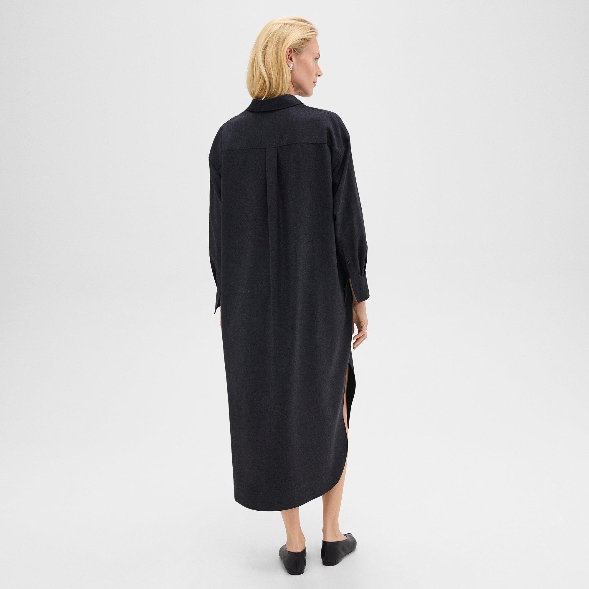 Oversized Shirt Dress in Stretch Flannel - 4