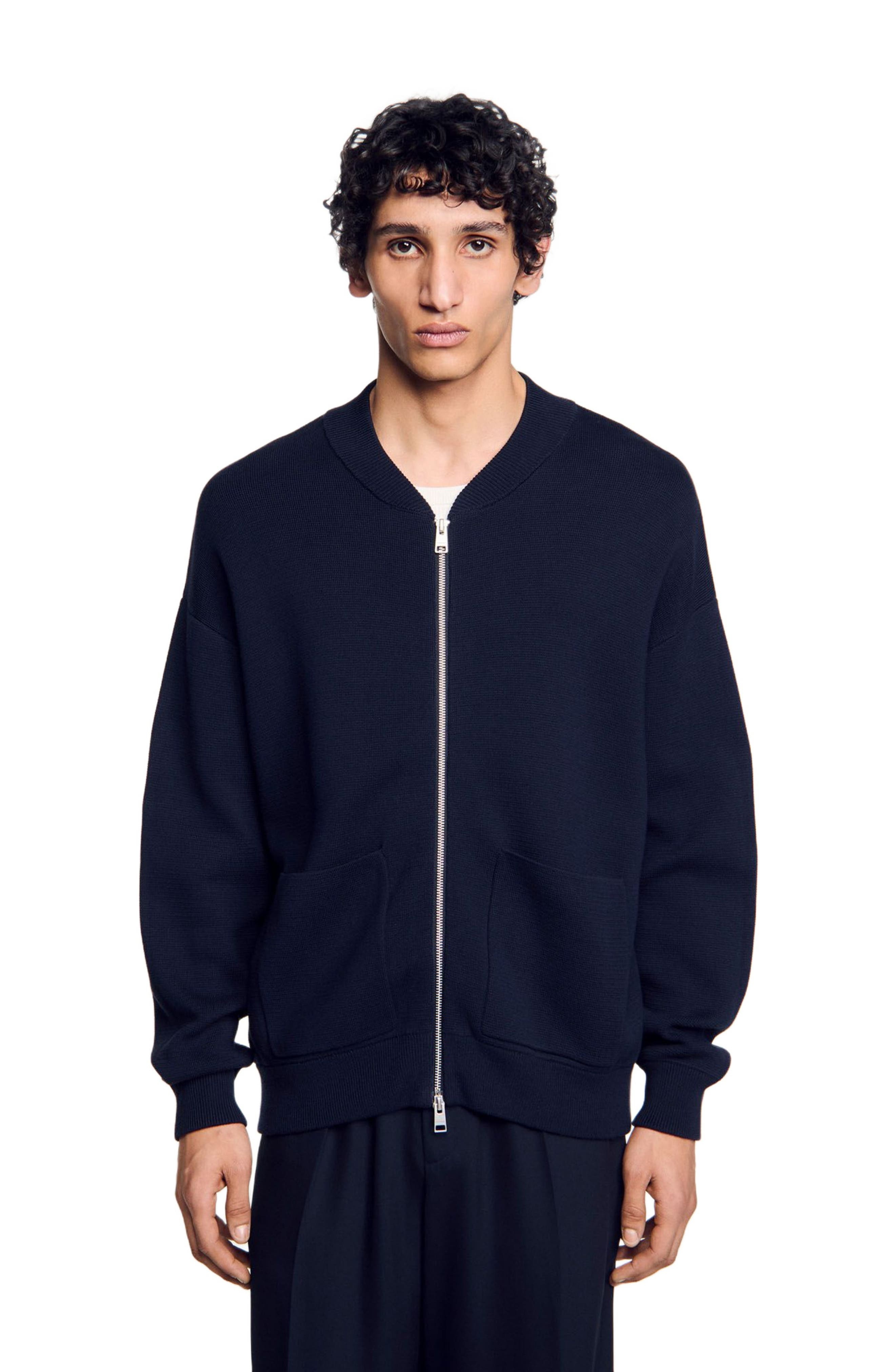 SANDRO Knit jacket in Navy Blue at Nordstrom - 3