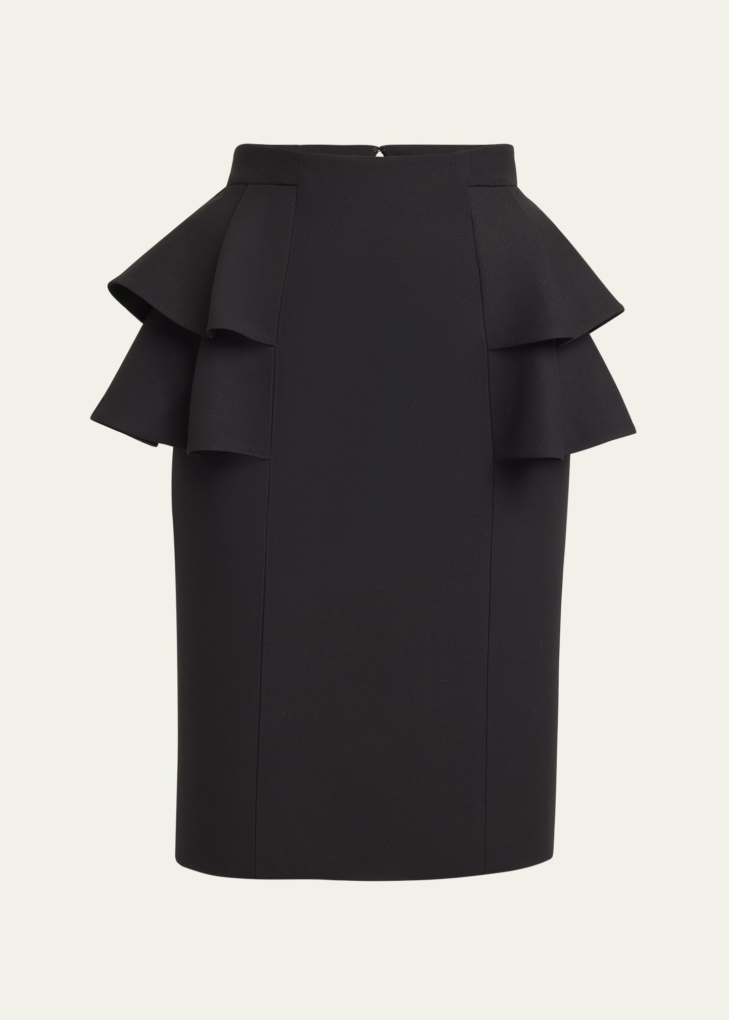 Tiered Peplum Midi Wool Skirt - 1