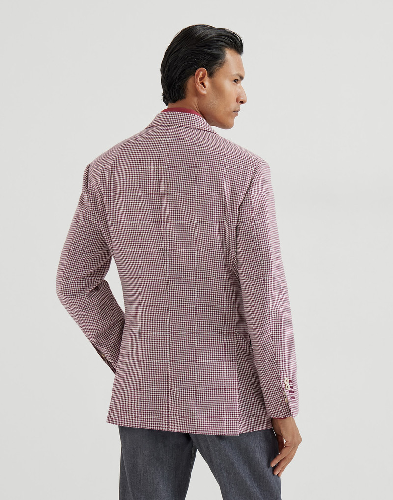Virgin wool, silk and linen houndstooth Tailor blazer with peak lapels 3