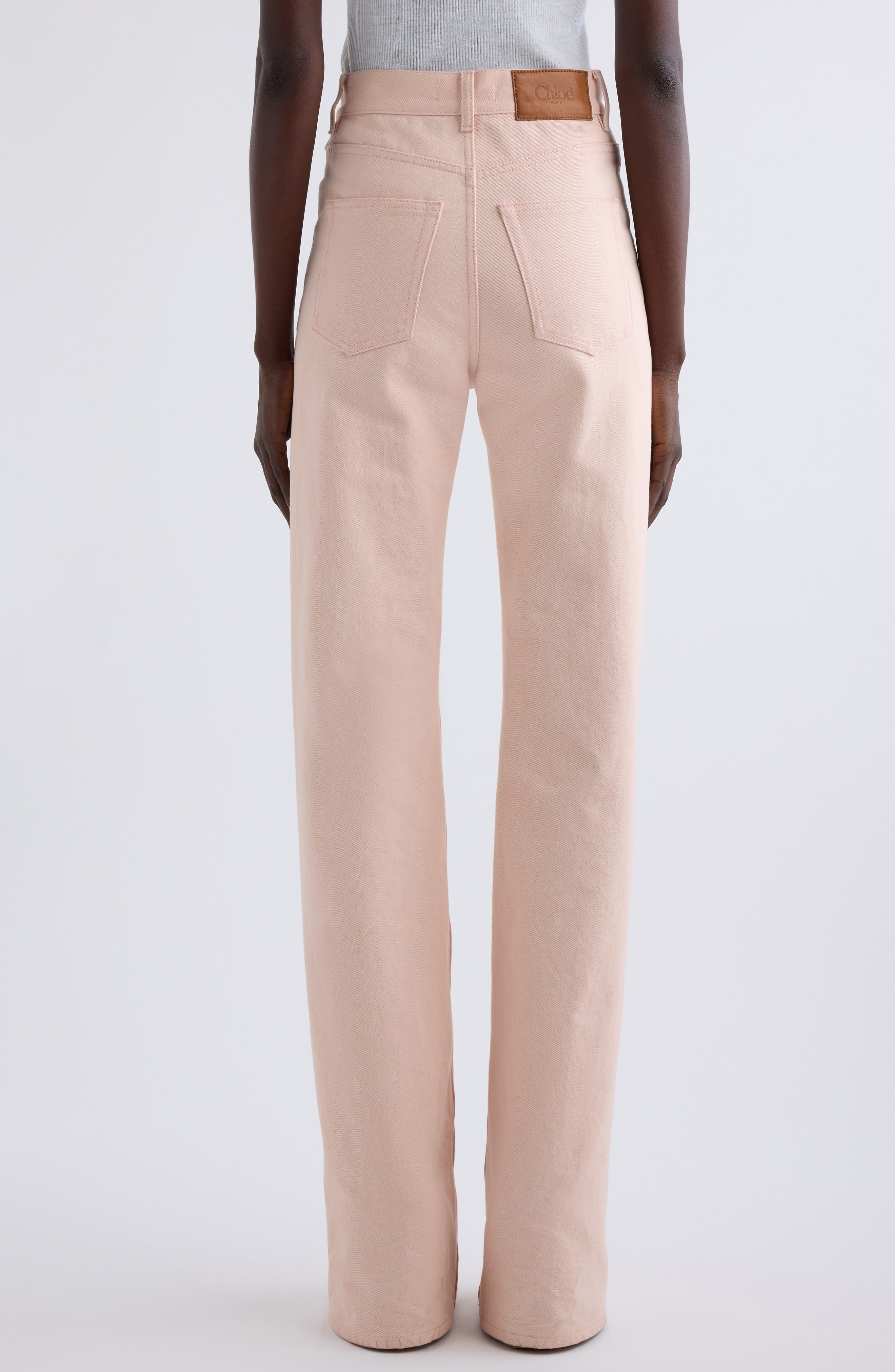 Chloé Pineapple Charm High Waist Twill Pants in Airy Pink at Nordstrom - 3
