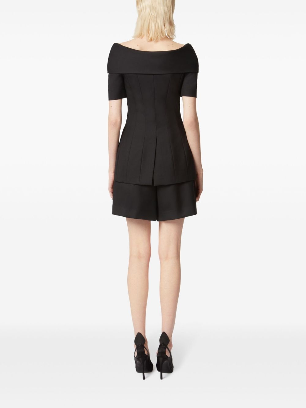 off-shoulder wool gabardine jacket - 4