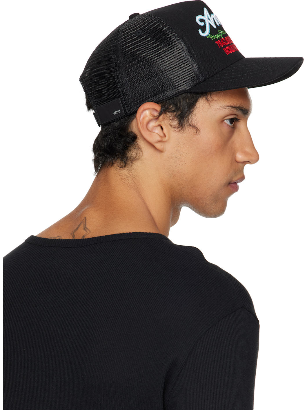 Black 'AMIRI' Neon Lights Trucker Cap - 3
