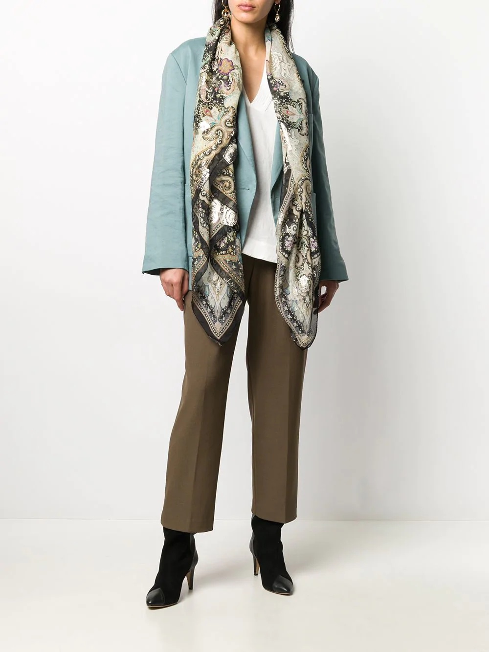 Surrealistic Garden print tassel detail scarf - 2