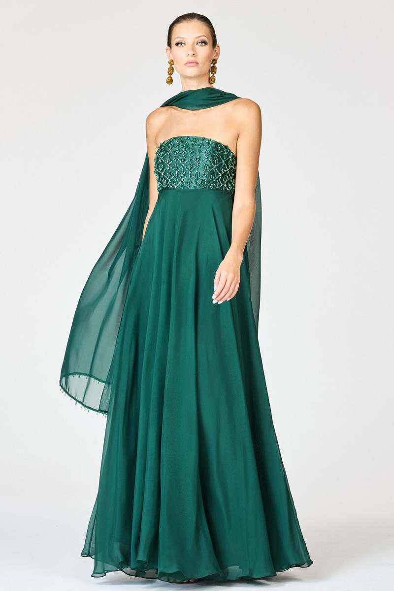 EMBELLISHED MONACO GOWN - FOREST GREEN - 1
