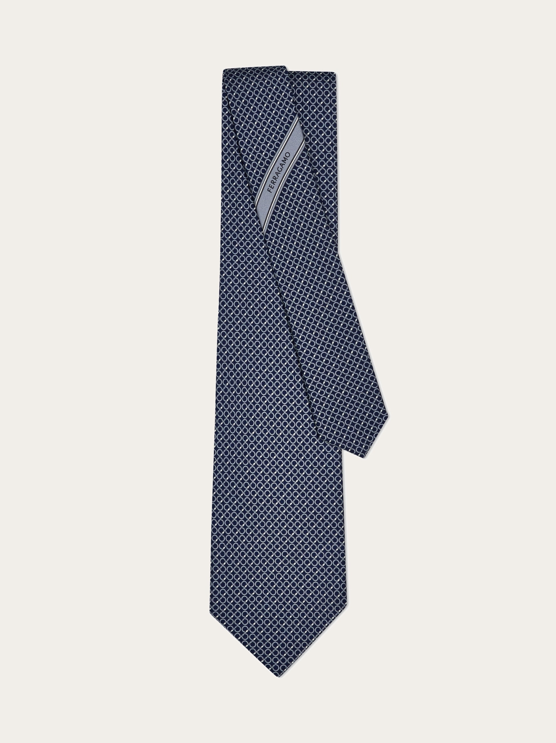 Gancini regimental print silk tie - 3