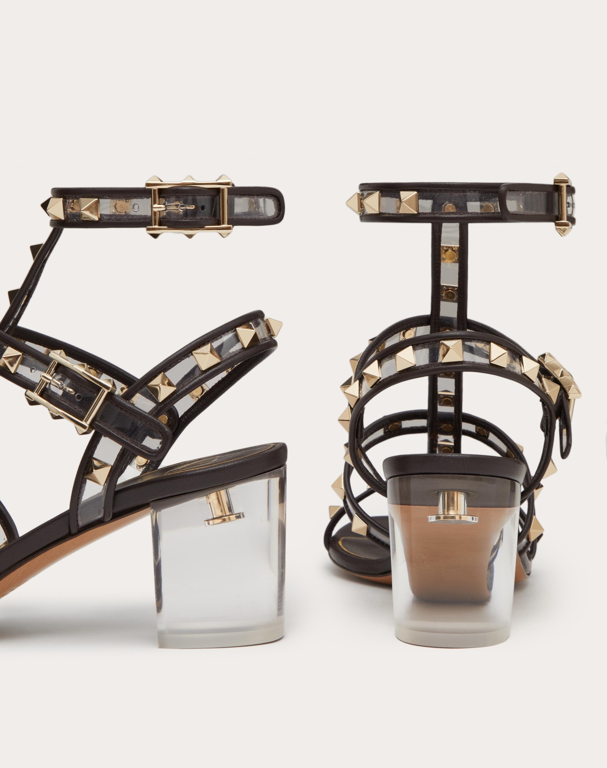 ROCKSTUD SANDAL IN POLYMER MATERIAL WITH STRAPS AND PLEXI HEEL 60MM - 5