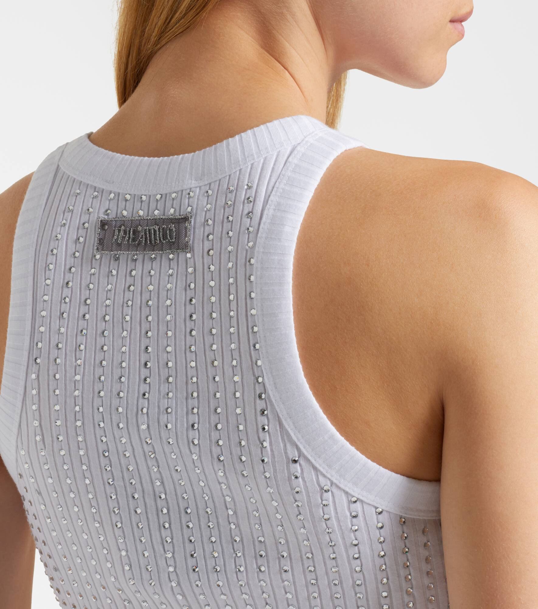 Embellished cotton jersey tank top - 5