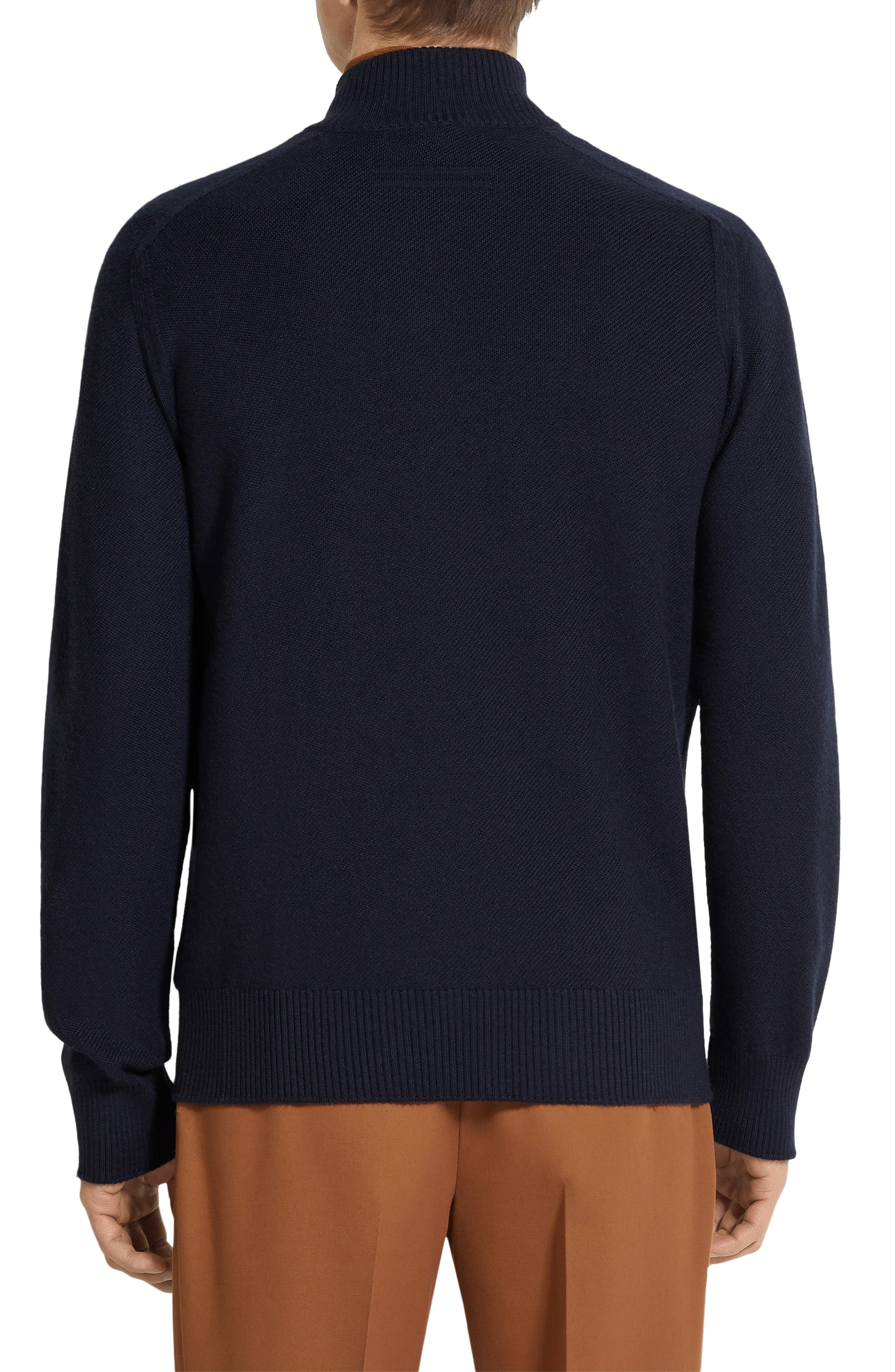 ZEGNA Cashseta Cashmere & Silk Mock Neck Zip Sweater in Navy at Nordstrom - 2