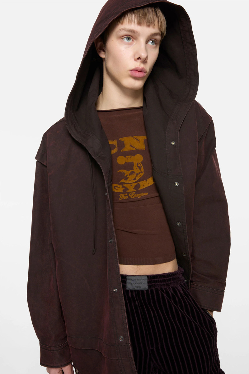 Layered hooded jacket - Burgundy 4