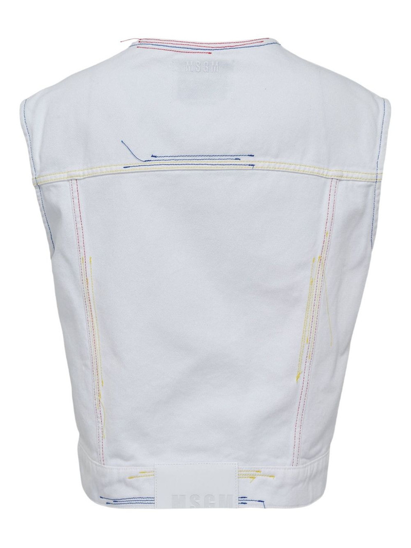 MSGM contrast-stitch denim vest outlook