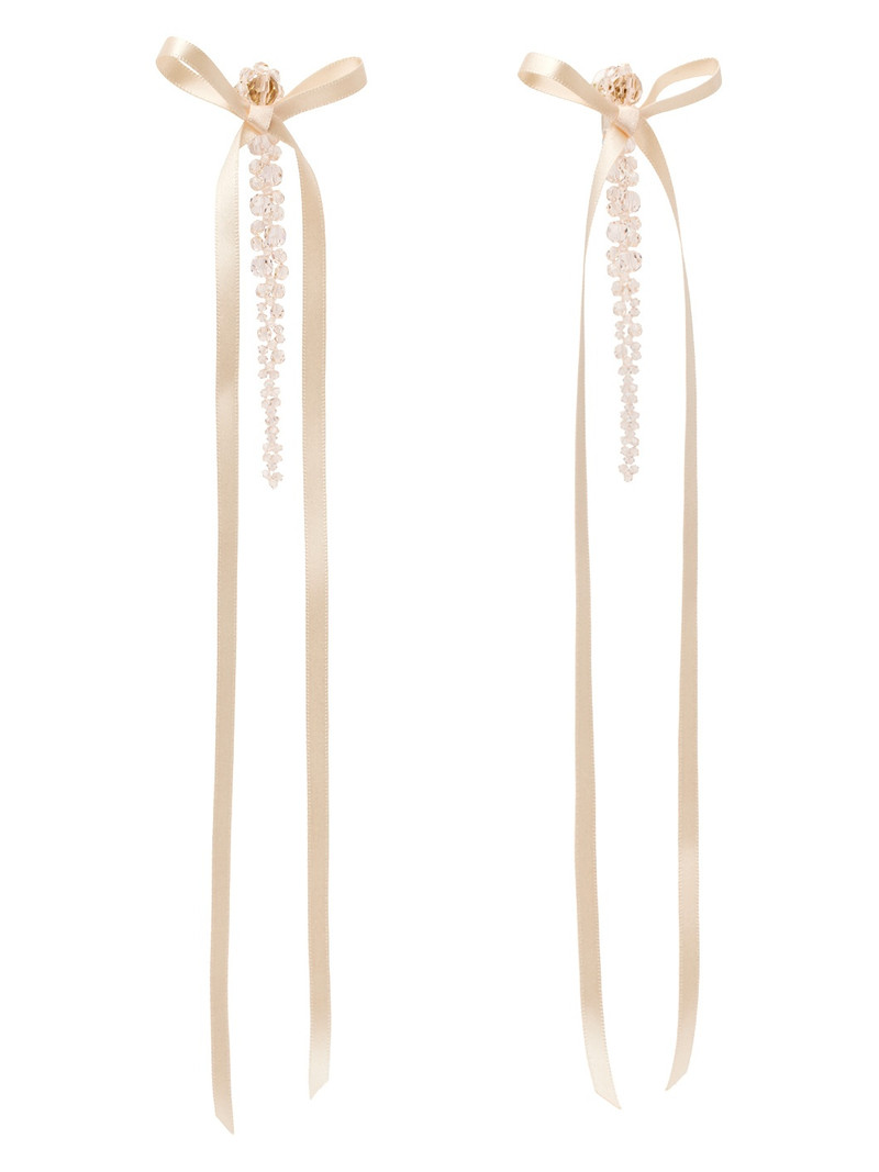 Simone Rocha Pink Bow Ribbon Drip Earrings outlook
