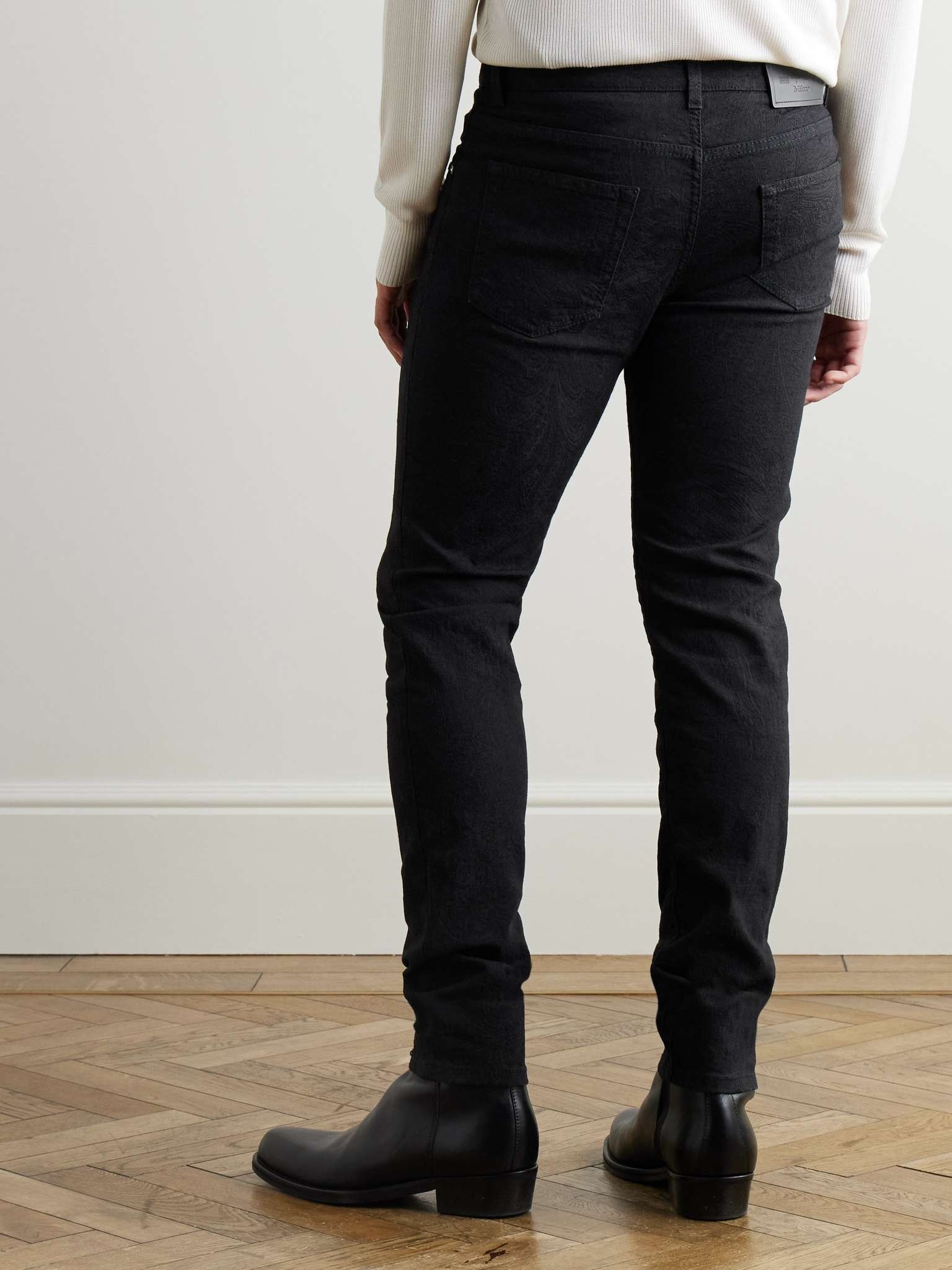 Slim-Fit Paisley-Jacquard Cotton-Blend Trousers - 4