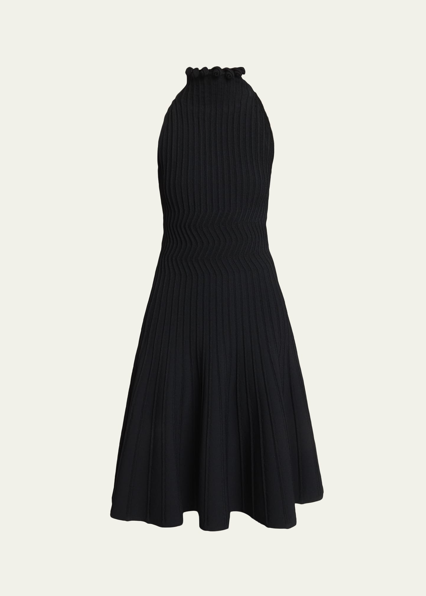 Turtleneck Sleeveless Rib Fit-&-Flare Dress - 1