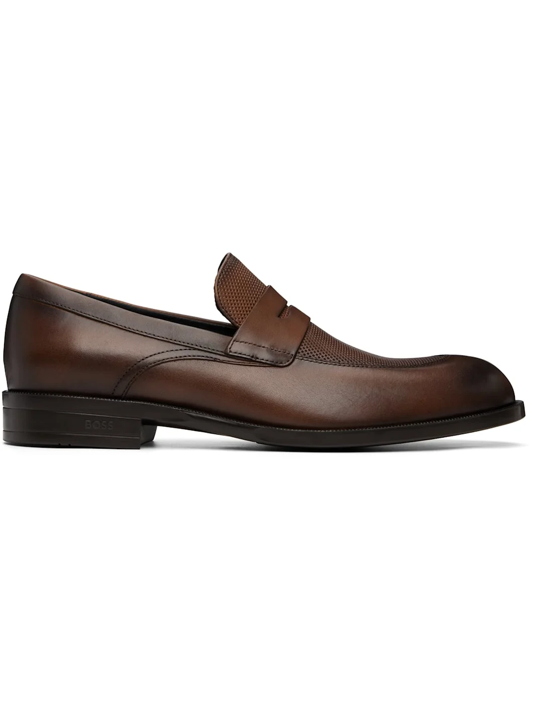 Brown Penny Trim Leather Loafers - 1