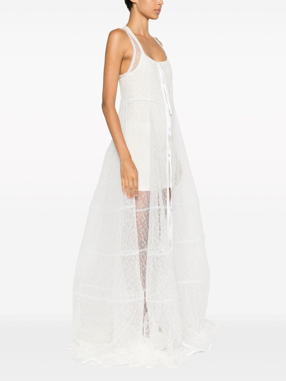 La robe Dentelle sheer panelled gown - 3