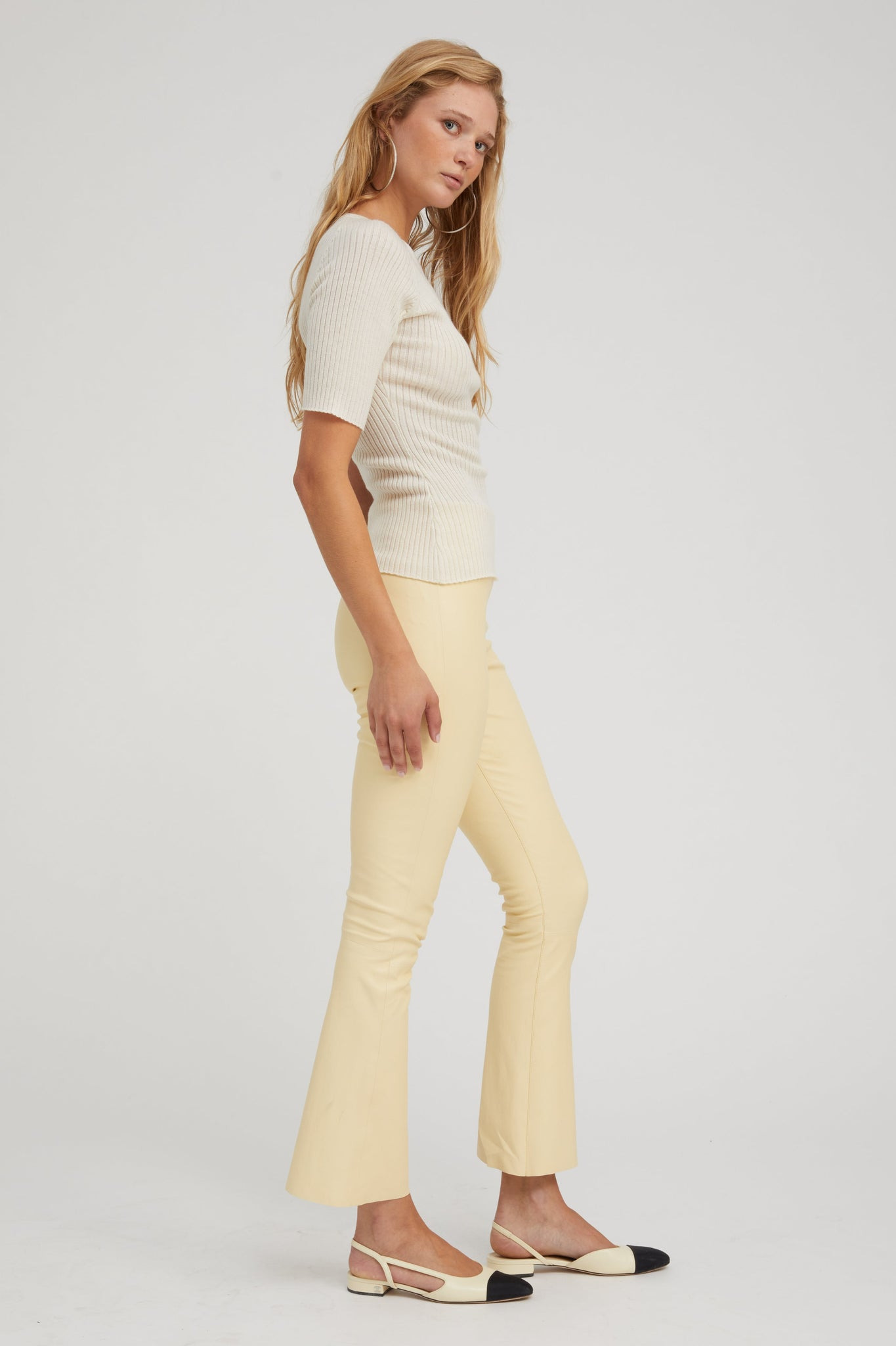 IVORY CASHMERE MID SLEEVE CREWNECK - 3