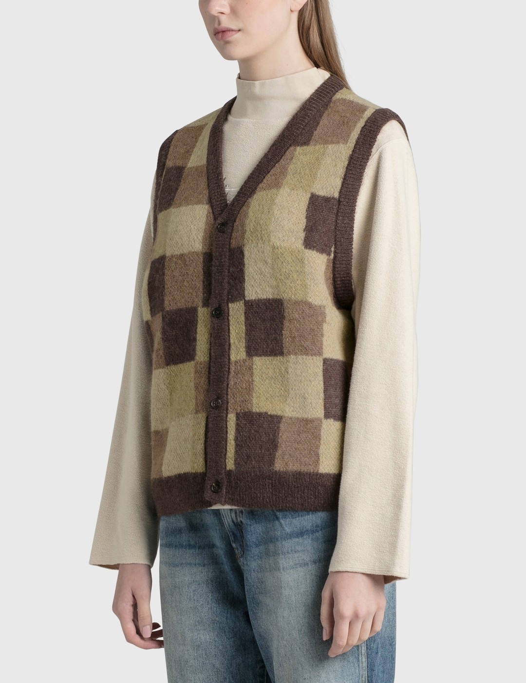 WOBBLY CHECK SWEATER VEST - 2