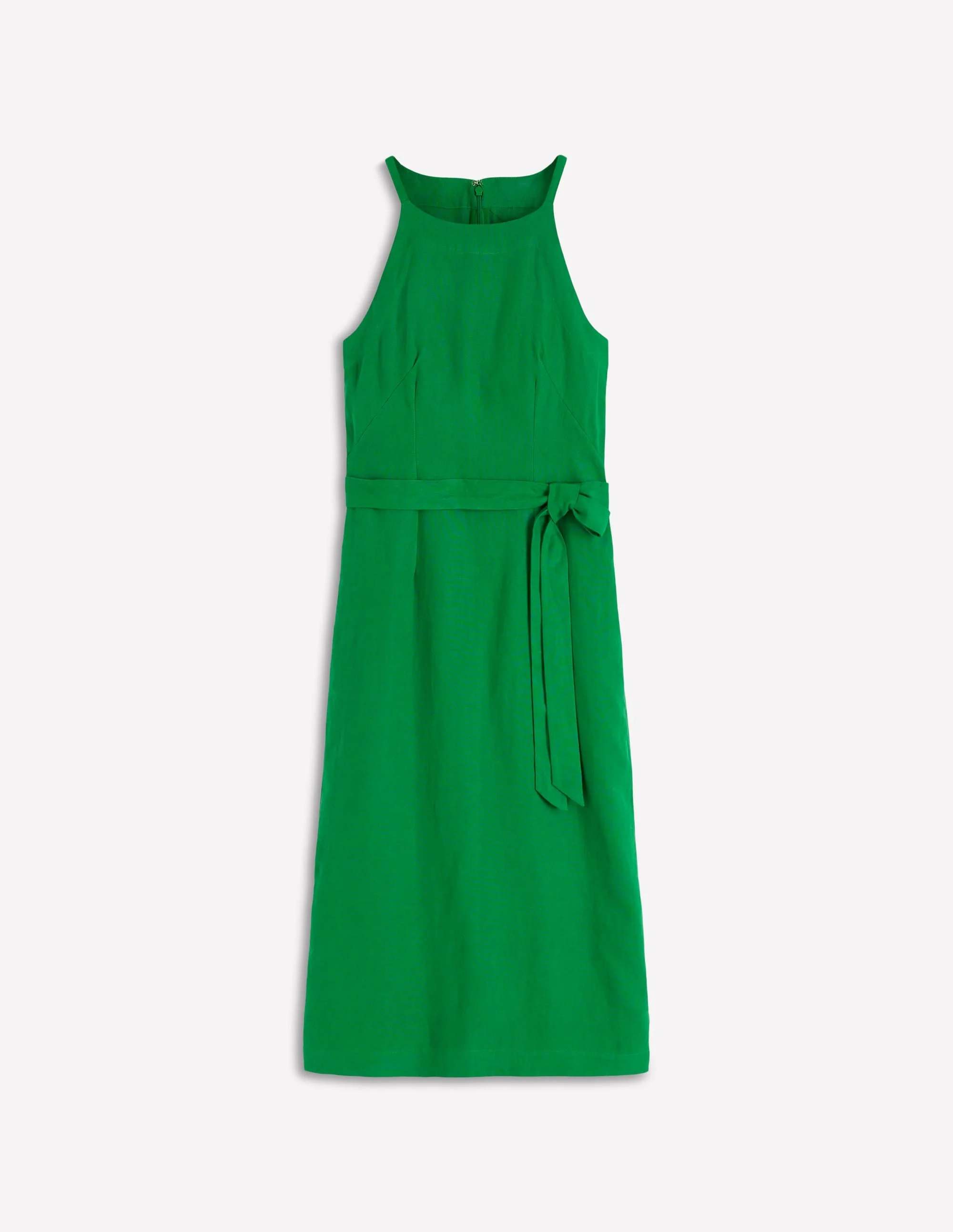 Rosa Halter Linen Midi Dress-Amazon Green - 1