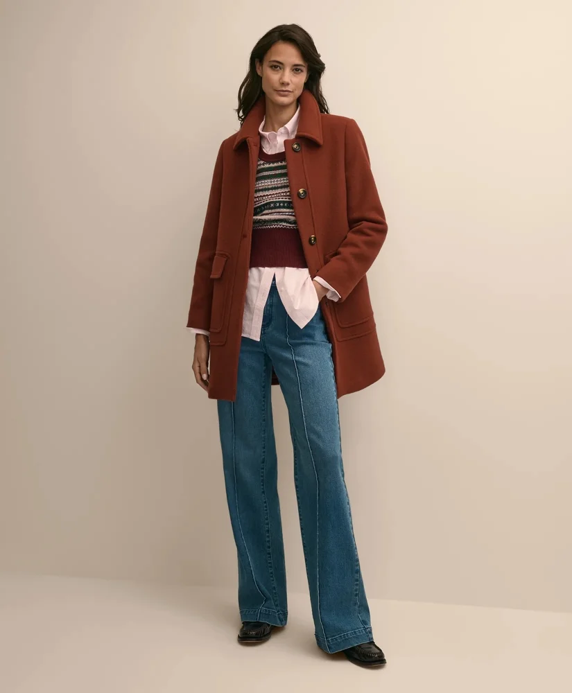Wool Patch-Pocket Car Coat - 1