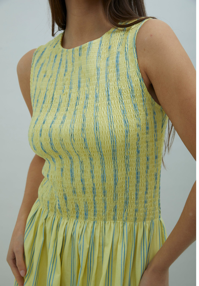 House of Sunny STRIPED RUCHED MESH DRESS outlook