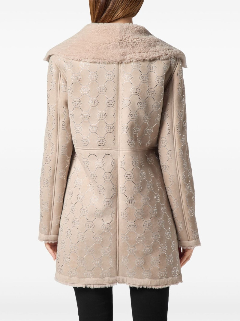 PHILIPP PLEIN monogram-embossed shearling coat outlook