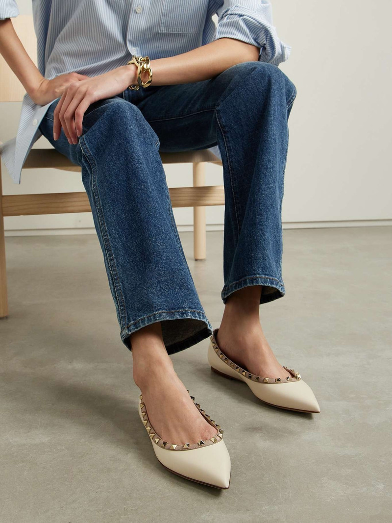 Valentino Rockstud leather point-toe flats outlook