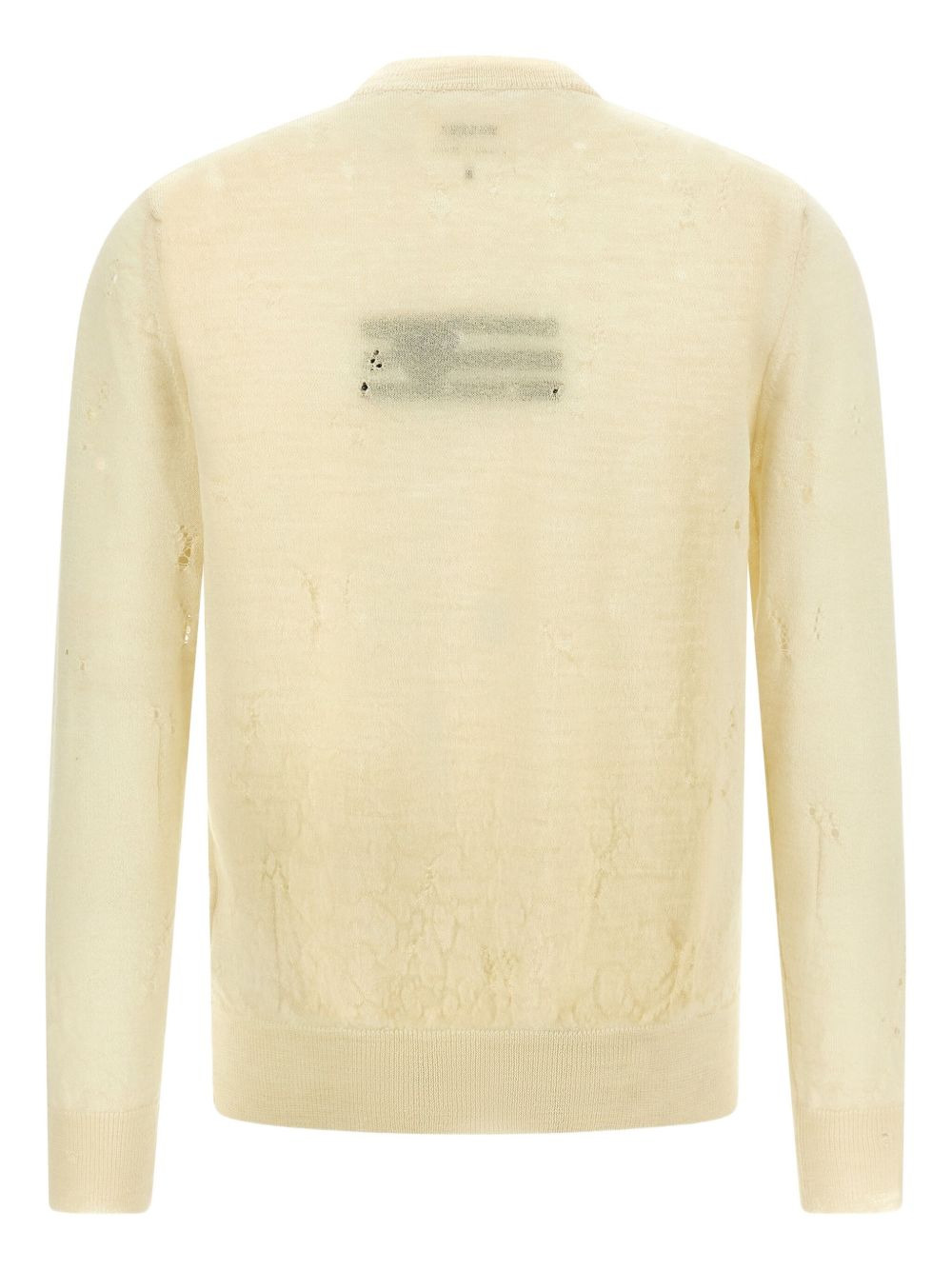 jacquard-detail distressed wool sweater - 2