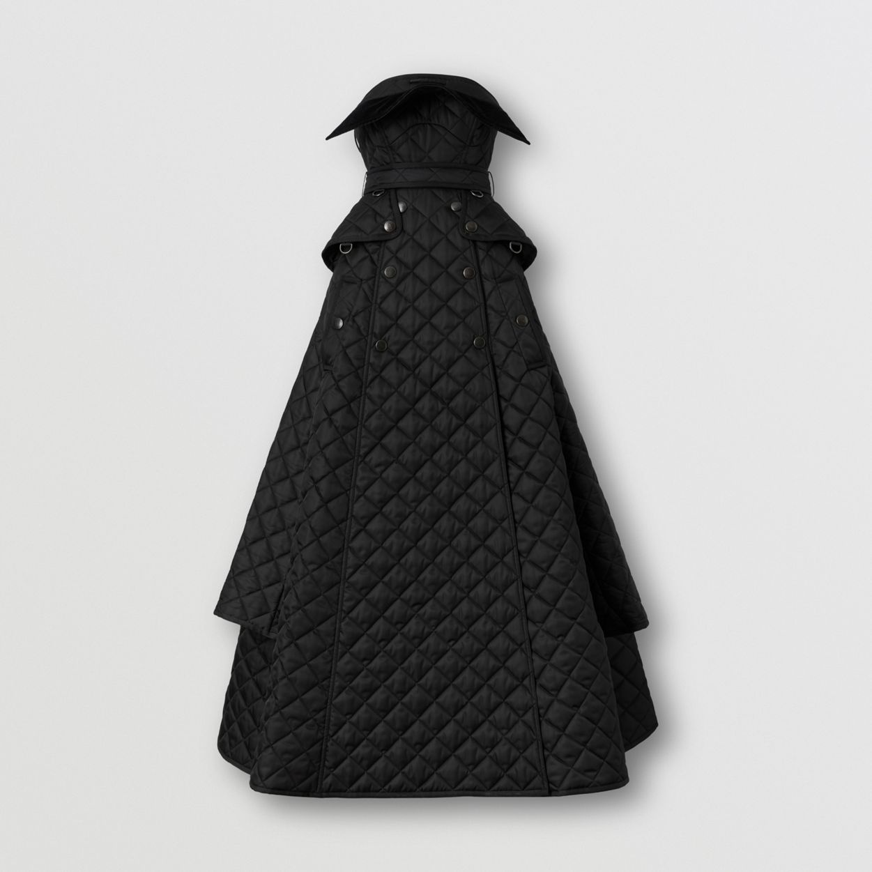 Diamond-quilted Belted Trench Gown - 1