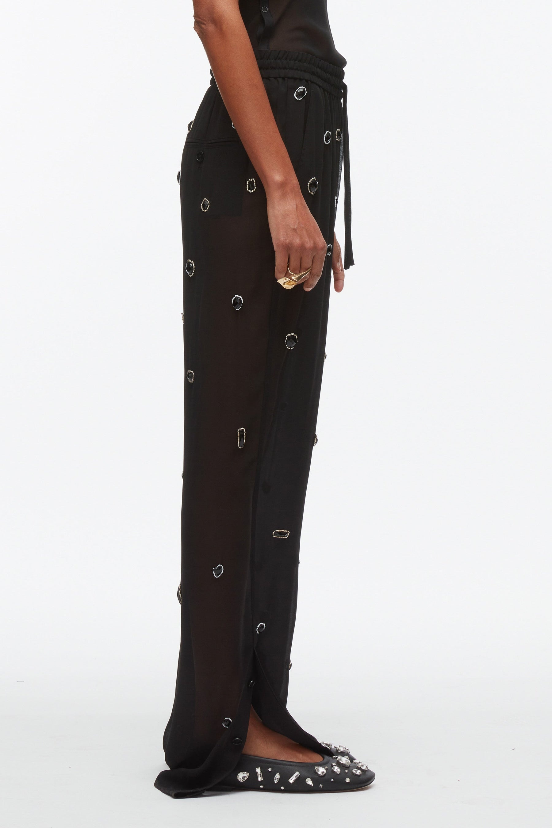Halo Embroidered Chiffon Pant - 3