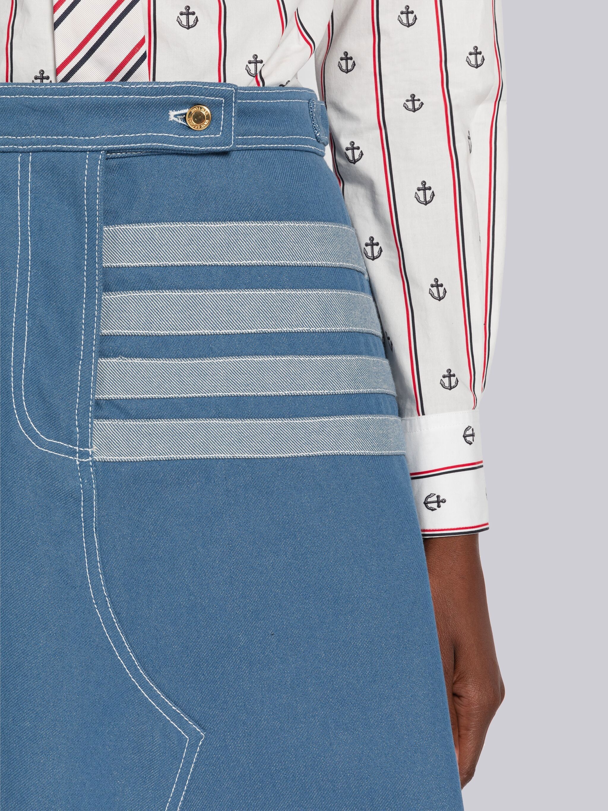 Denim Trouser Seaming A-line Skirt - 5