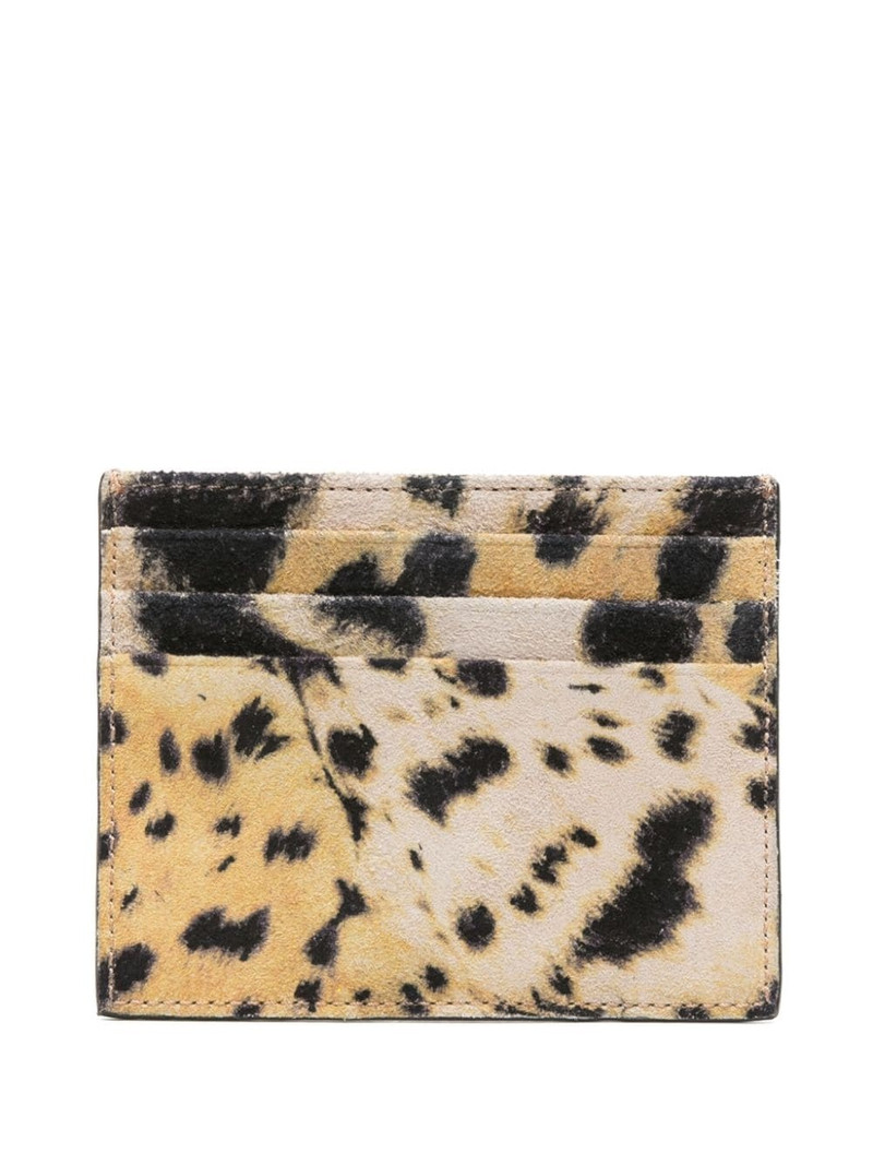 Roberto Cavalli Jaguar Skin-print suede cardholder outlook