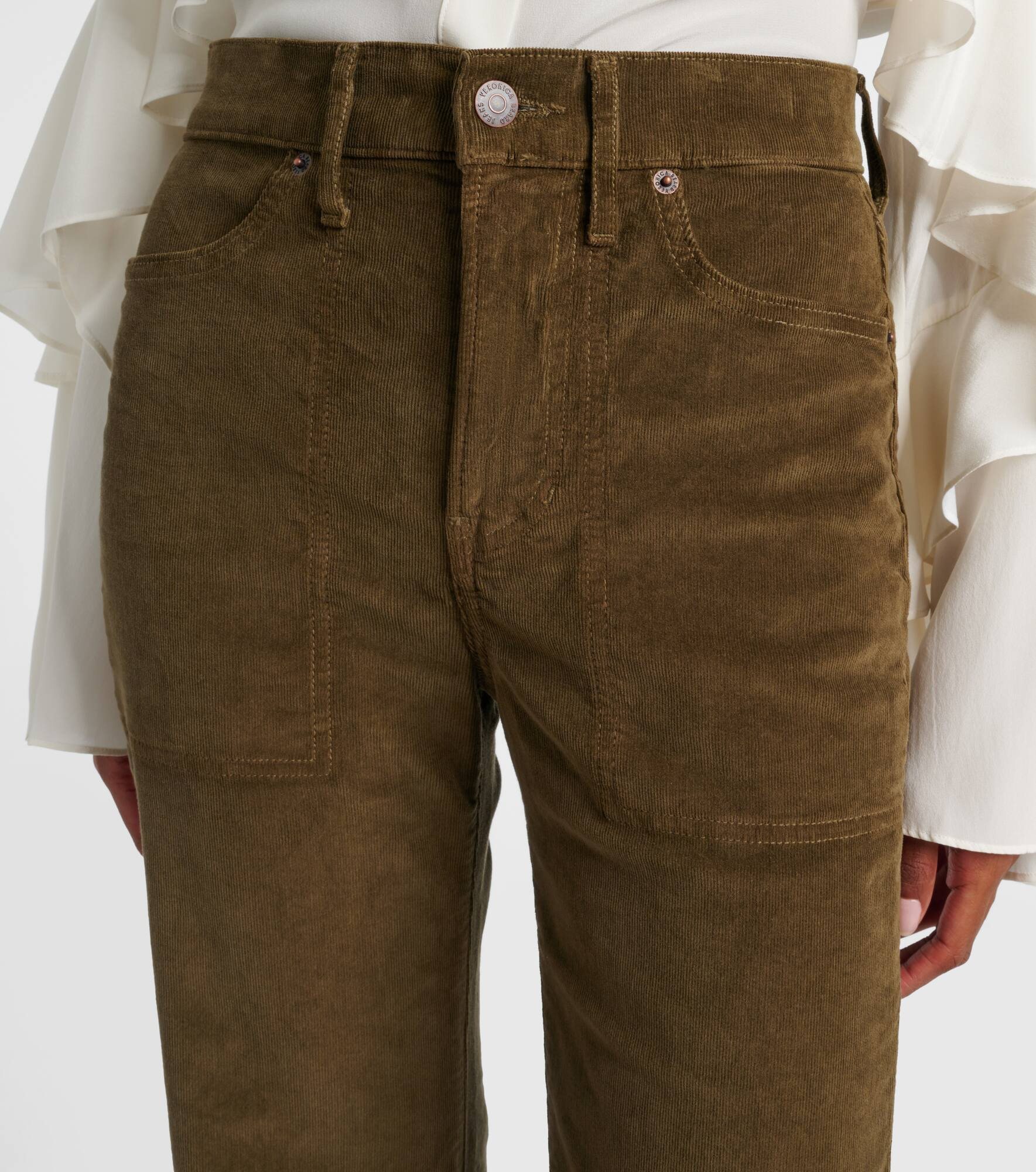 High-rise cotton corduroy wide-leg pants - 4