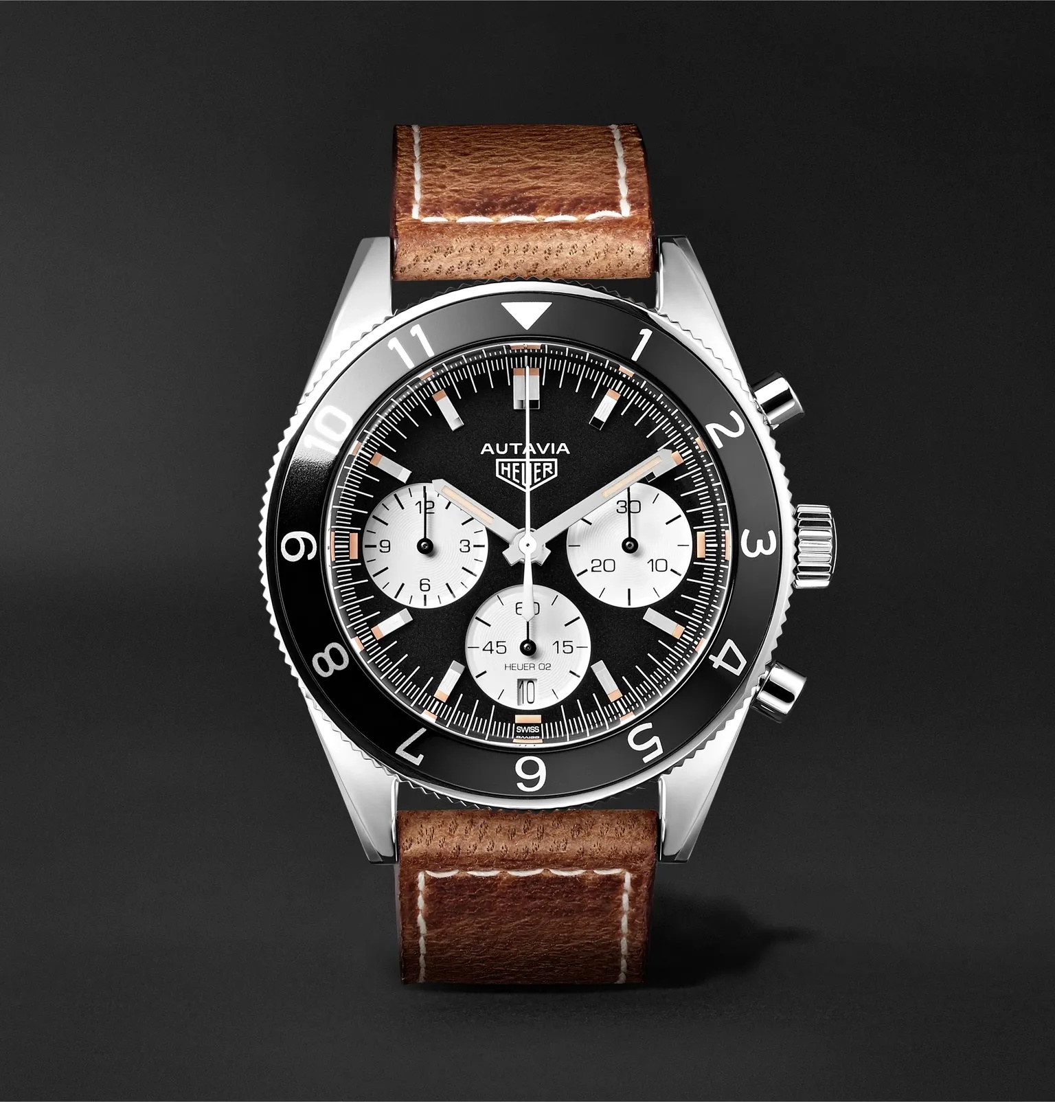 Autavia Automatic Chronograph 42mm Polished-Steel and Leather Watch, Ref. No. CBE2110.FC8226 - 1