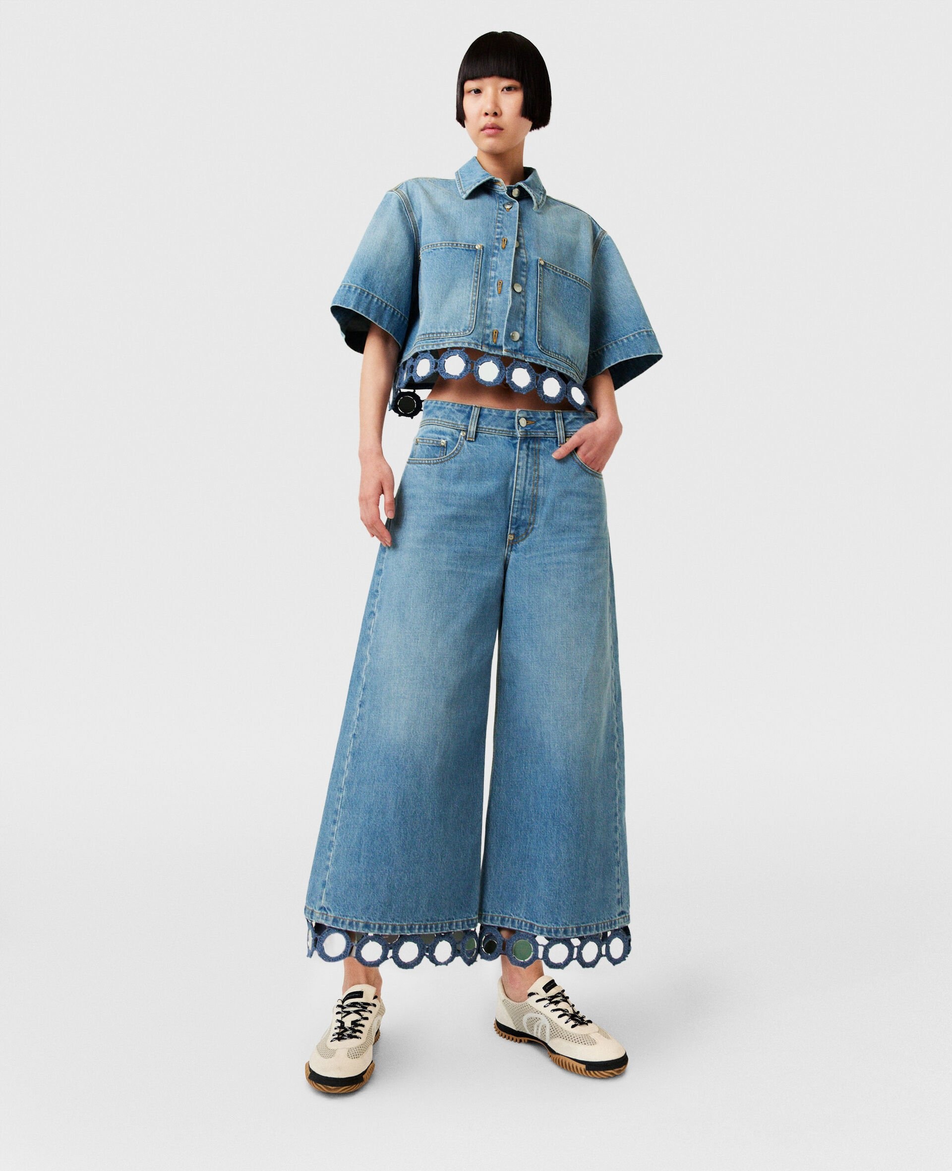 Mirror Crochet Wide-Leg Jeans - 5