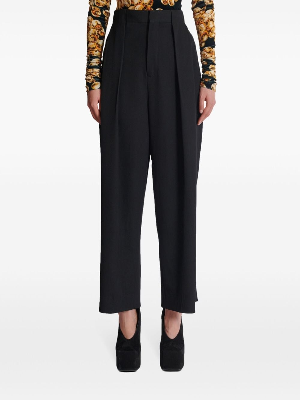 pleated grain de poudre trousers - 5