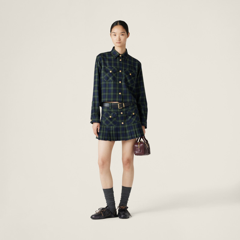 Miu Miu Pleated tartan miniskirt outlook