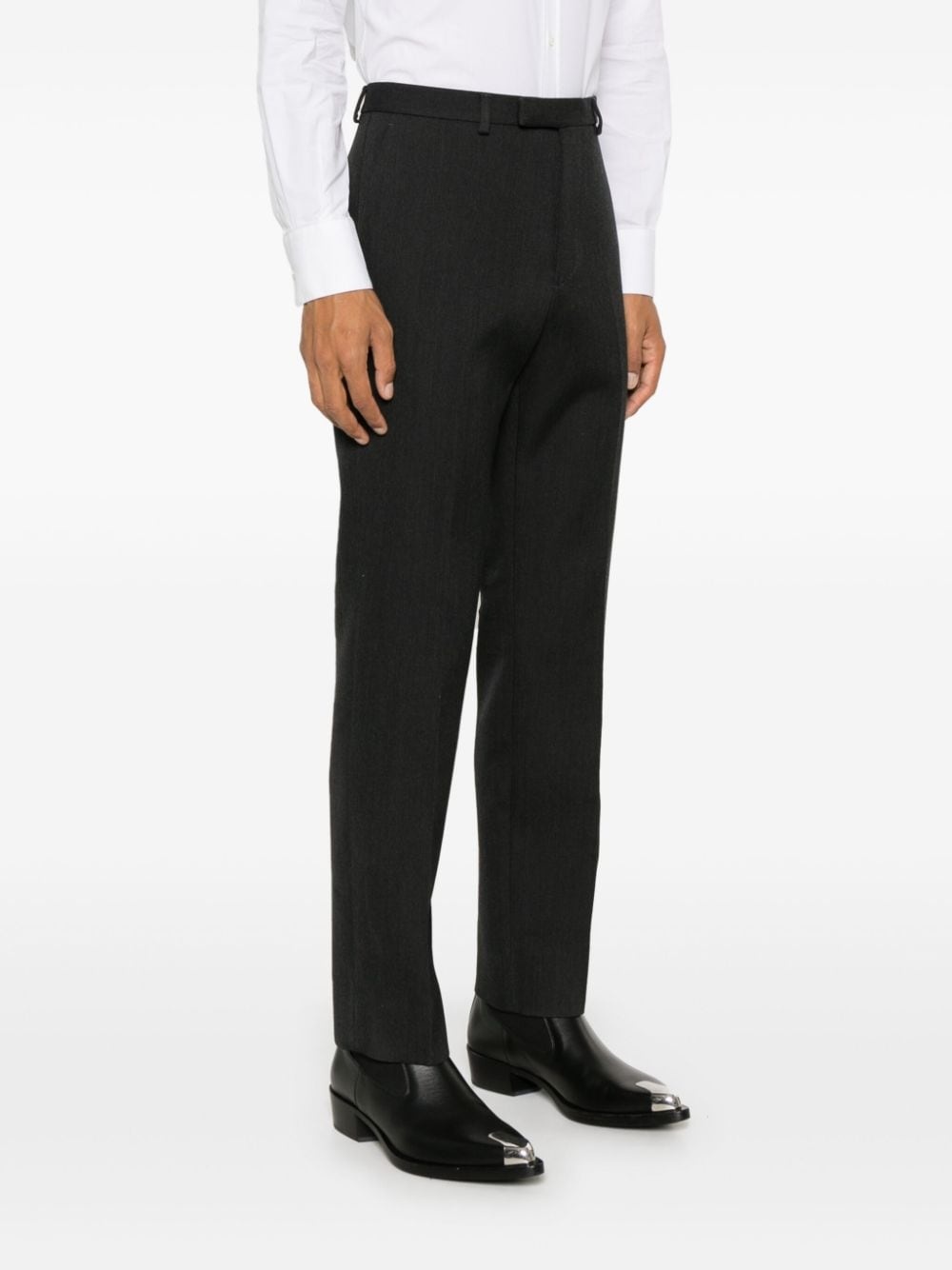 logo-embroidered wool trousers - 3