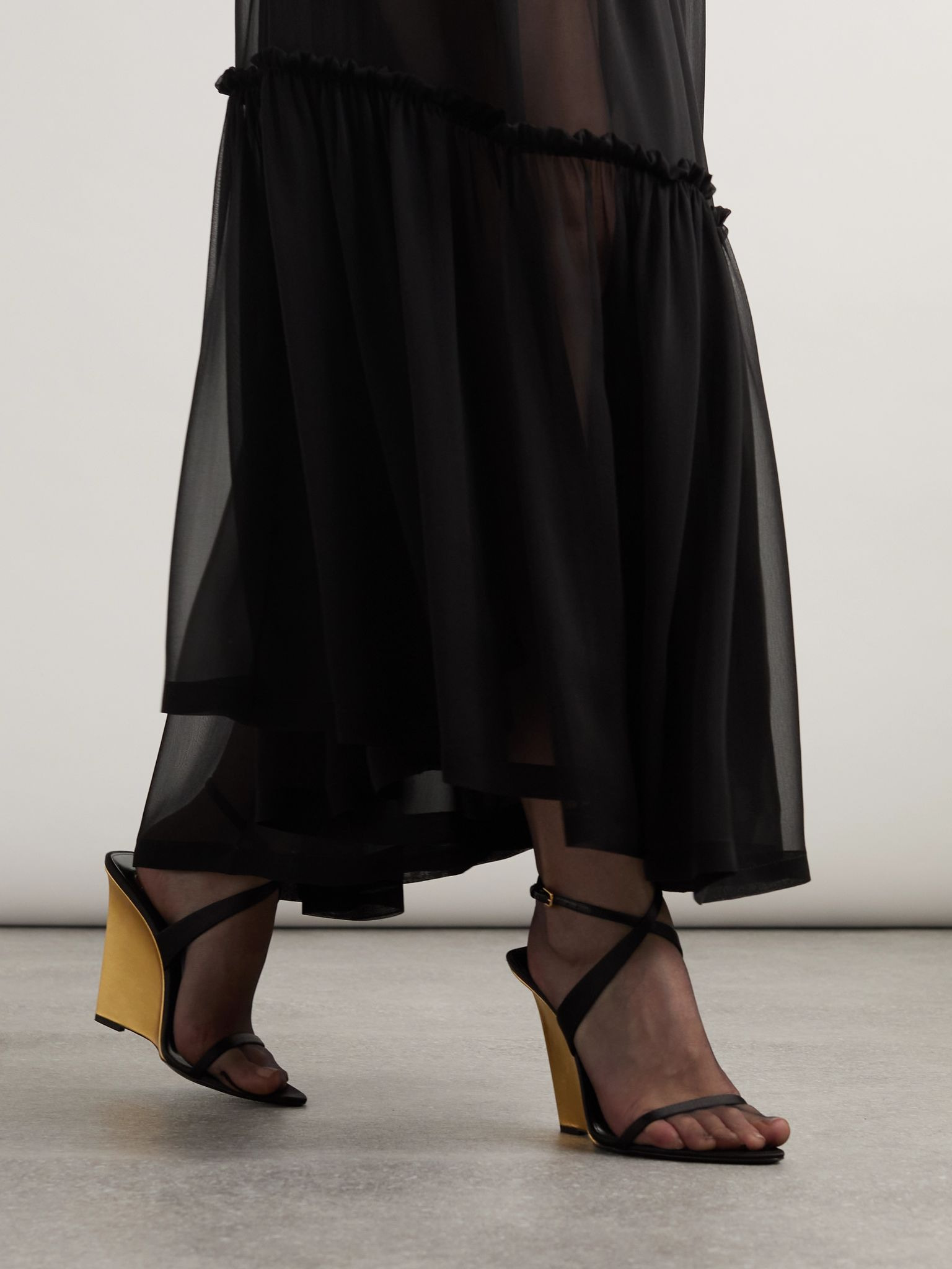 Salome satin wedge sandals Black - 2