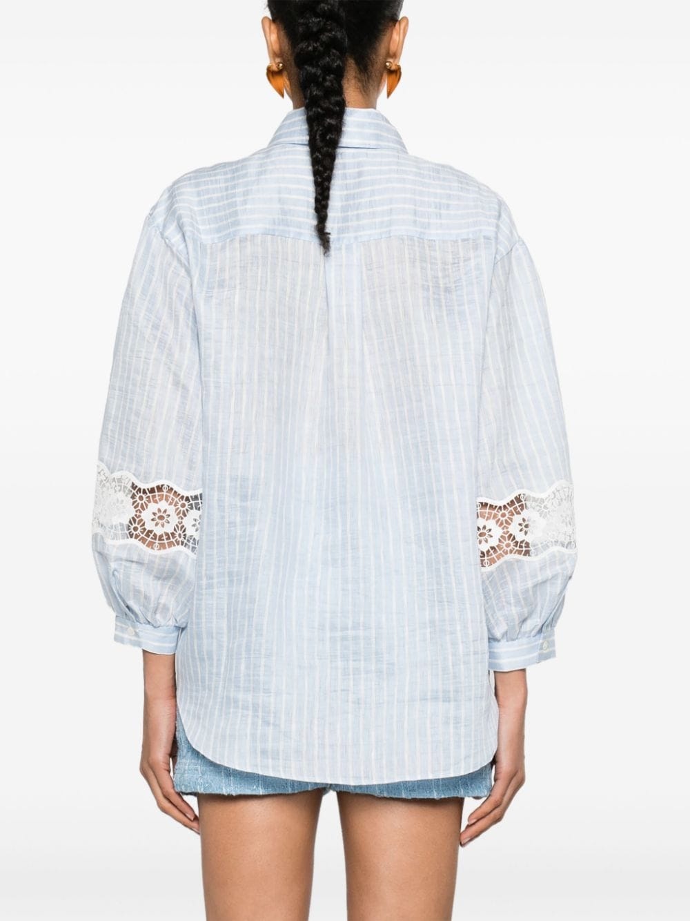 pinstriped linen-blend shirt - 4